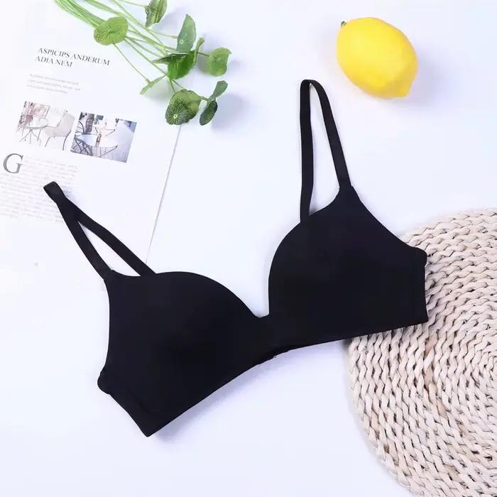 Soutien-gorge en soie glacée pour femme, confortable, sans armatures, sexy, push-up, lingerie simple, sans couture, brassière