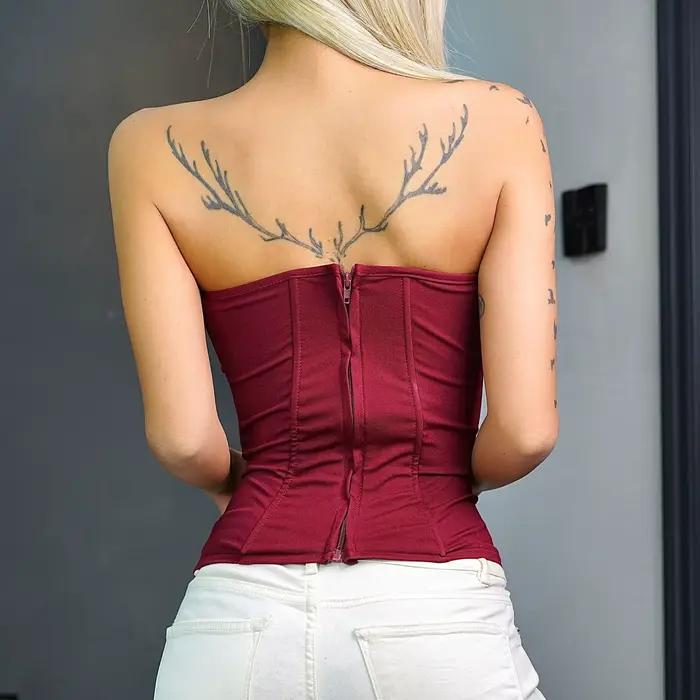 Bustier élégant avec fermeture à glissière au dos pour femme