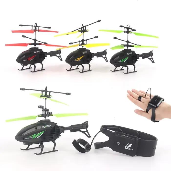 Montre-bracelet d'avion à Induction contrôlé à la main, hélicoptère résistant aux chocs avec éclairage, Mini Drone RC Rechargeable