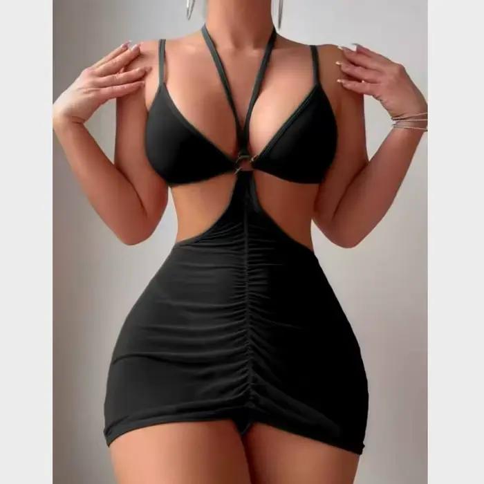 Lingerie Transparente Sexy Femme Vêtements de Nuit Robe en Dentelle Babydoll Culottes Ensemble Pyjamas Occasions Spéciales