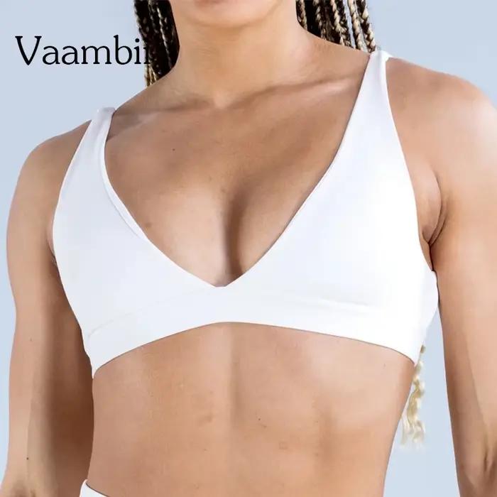 Soutien-gorge de sport minimaliste rembourré pour la gym, le fitness, le cyclisme, le yoga, sans coutures et dos nu pour femme
