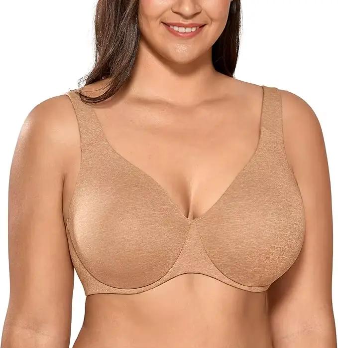 Soutien-gorge minimisateur noir réglable sans couture avec armatures pour femme