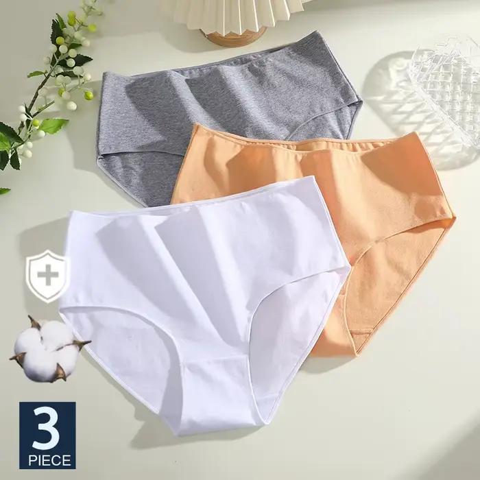 FINETOO 3 pièces culottes en coton femmes taille haute slips sous-vêtements sans couture caleçons respirants couleur unie culotte S-2XL intimes
