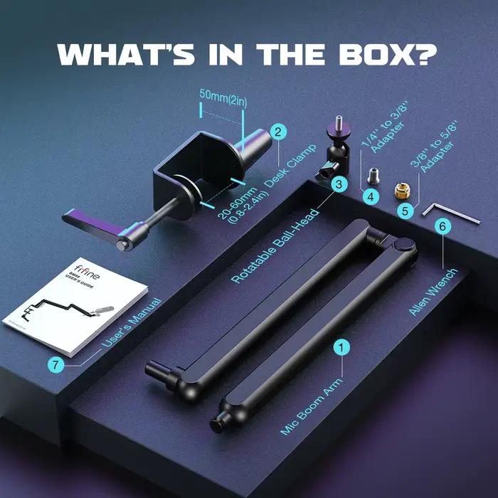 FIFINE-Microphone HONArm Ampligame, Bras de micro à profil bas réglable avec pince de montage de bureau, Rangement de câbles pour Streaming-BM88