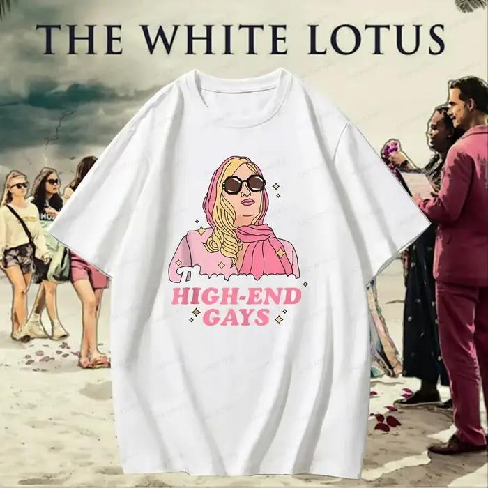  T-Shirt à col rond 100% coton avec Slogan drôle de la saison du Lotus blanc, avec motifs de émission de télévision rétro, chemises pour hommes et femmes