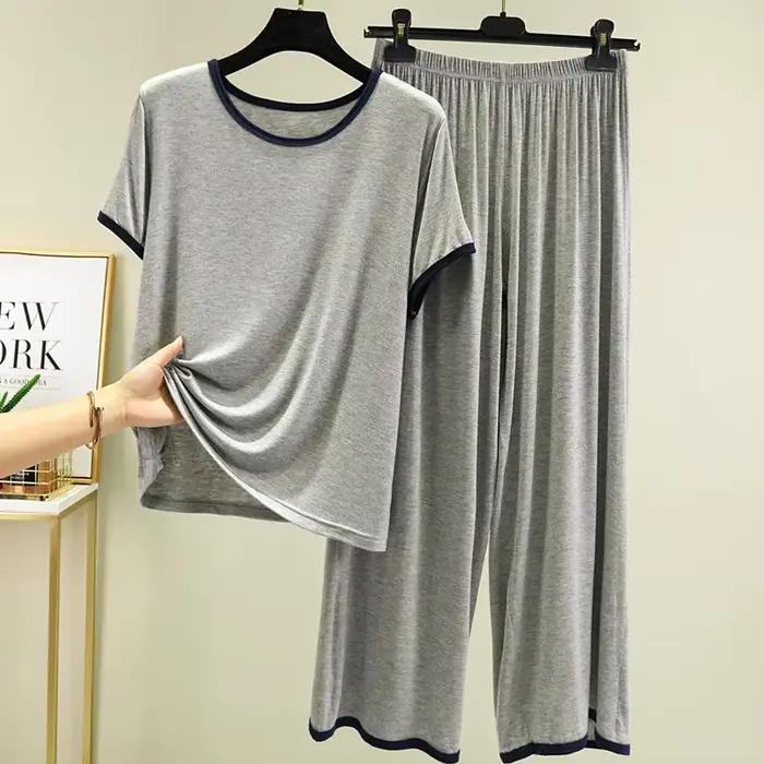 M-3XL grande taille pyjama pour femme nouveau manches courtes fjimebid décontracté adt maison porter des vêtements modal femmes pyjamas ensemble