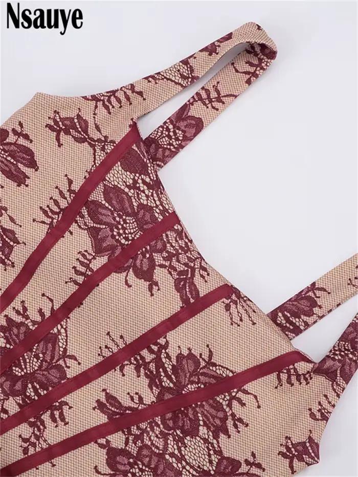 Nsauye 2026 Robe Courte Sexy de Soirée Clubbing Moulante Mini Corset Élégante à Imprimé Floral Nouvelle Mode Été pour Femme