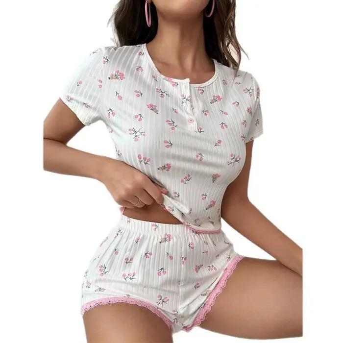 Ensemble de vêtements de nuit à imprimé Floral pour femmes