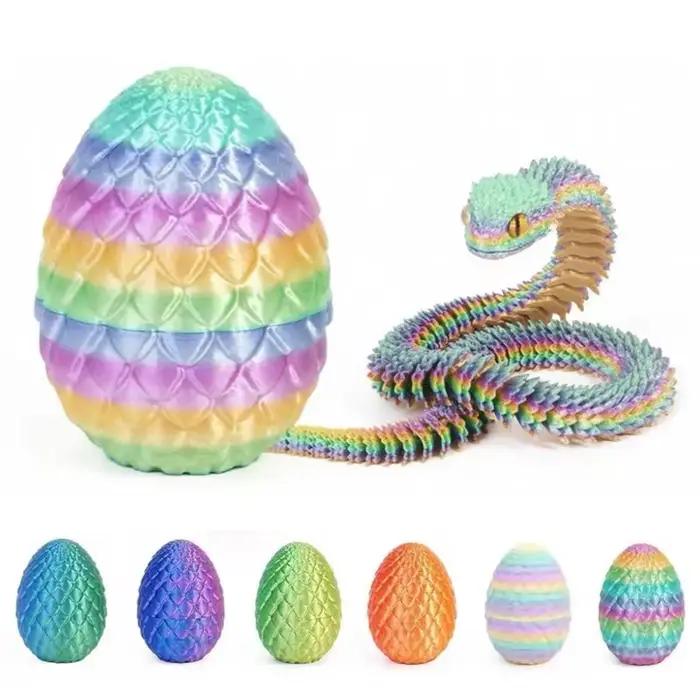 Oeuf de serpent imprimé en 3D, moule serpent de décompression créatif, mobile, rotatif, articulé, ornement de bureau, animaux réalistes, jouet pour enfant