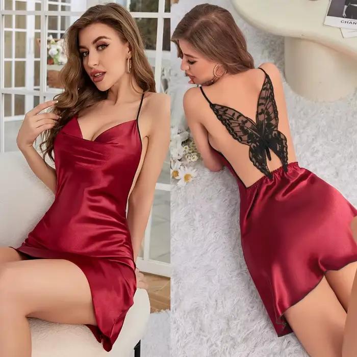 Chemise de nuit d'été en soie unie