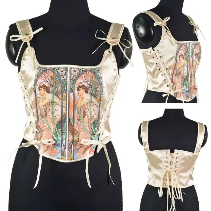 Bustier corset élégant pour femme, ceinture amincissante, dos noué, débardeur Fisseo, costume de jeu en plis, Cinchers
