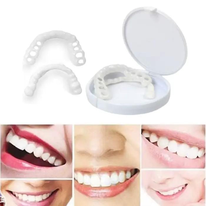 2 paires de prothèses dentaires à mâchoire supérieure et inférieure, soins pour prothèses dentaires, confort, protégez vos dents, fausses dents parfaites pour hommes et femmes