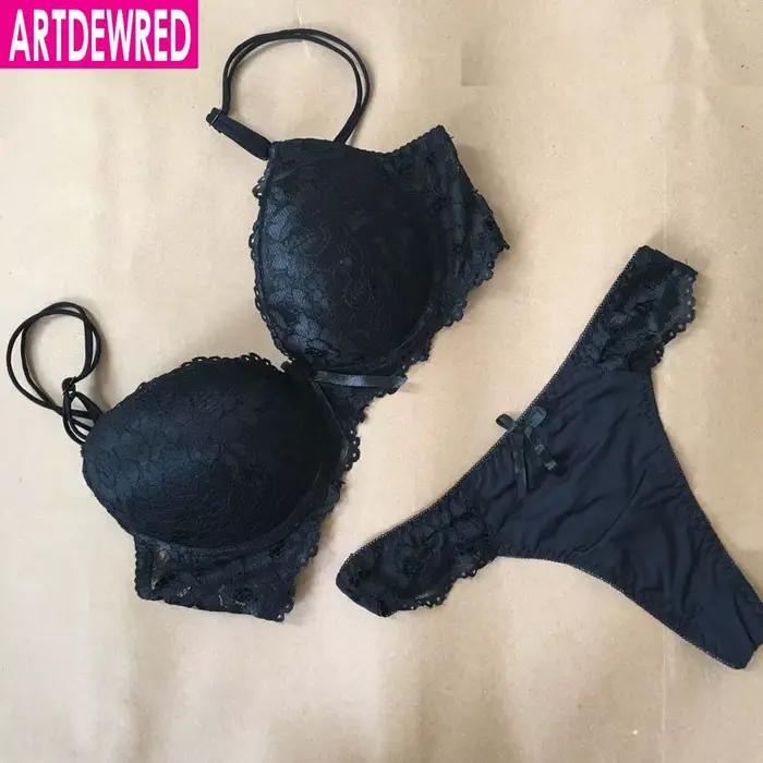 ARTDEWRED-Ensemble de Soutien-Gorge et Culotte en Dentelle pour Femme, Sous-Vêtements Sexy, Taille Plus, ABC, Push Up