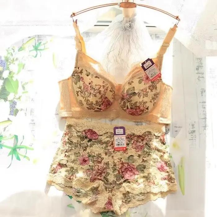 Ensemble de soutien-gorge sexy en dentelle brodée pour femmes