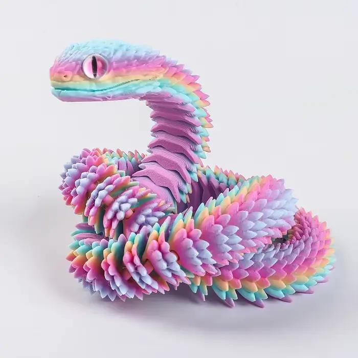 Nouvelle Statue de Serpent Réaliste Imprimée en 3D 2026, Jouet Anti-Stress Articulé, Simulation de Serpent, Ornement de Bureau, Modèle Animal, Cadeau