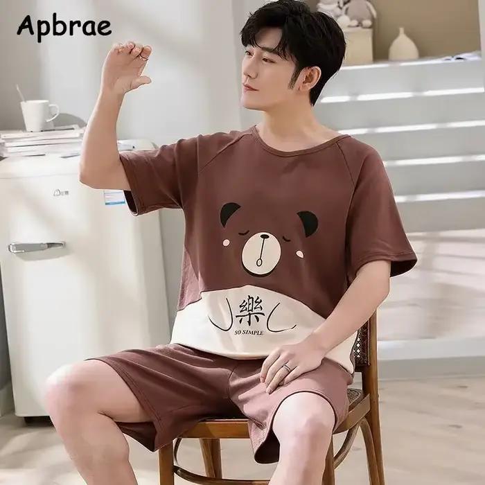 Été hommes Pyjamas grande taille 4XL décontracté hauts courts pantalons courts coton Pijamas hommes vêtements de nuit pour hommes mode dessin animé vêtements de maison