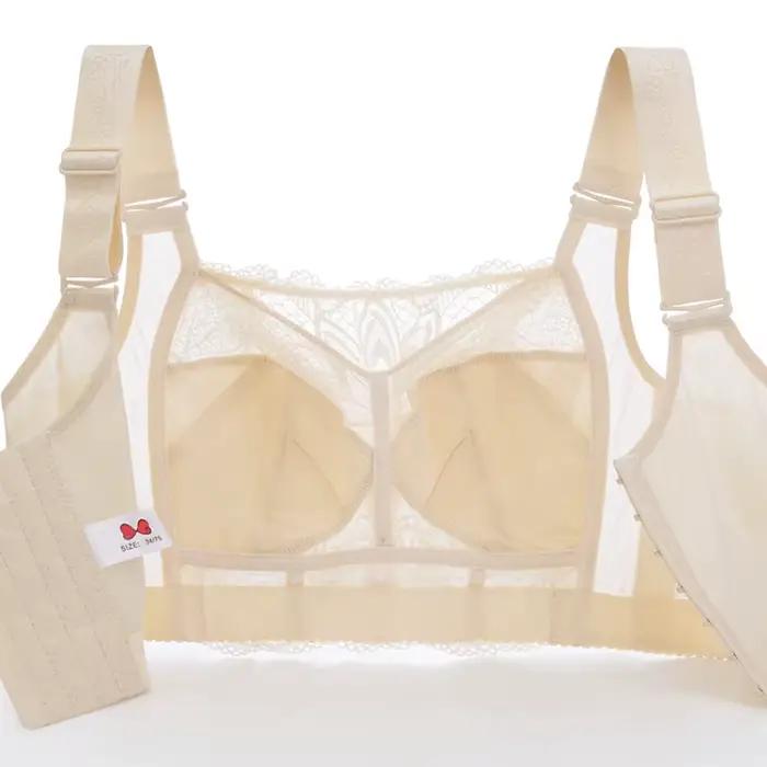 Soutien-gorge froncé Ultra-fin BCDEFG, bonnet complet réglable, Anti-affaissement, grande poitrine d'été, petite dentelle pour femmes, Anti-vide