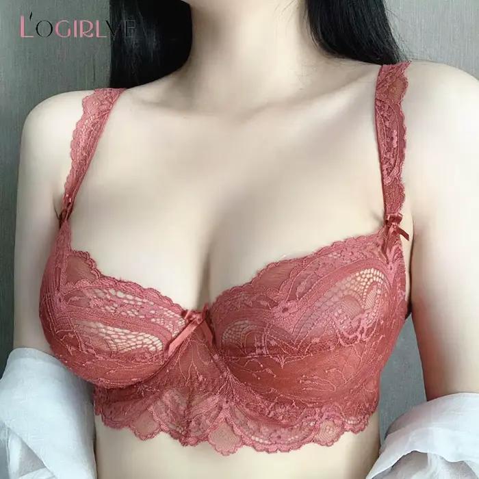 Logirlve soutien-gorge en dentelle blanche évider nouveau soutien-gorge ultra-mince brassière sous-vêtements Sexy grande taille D E tasse broderie femmes Lingerie