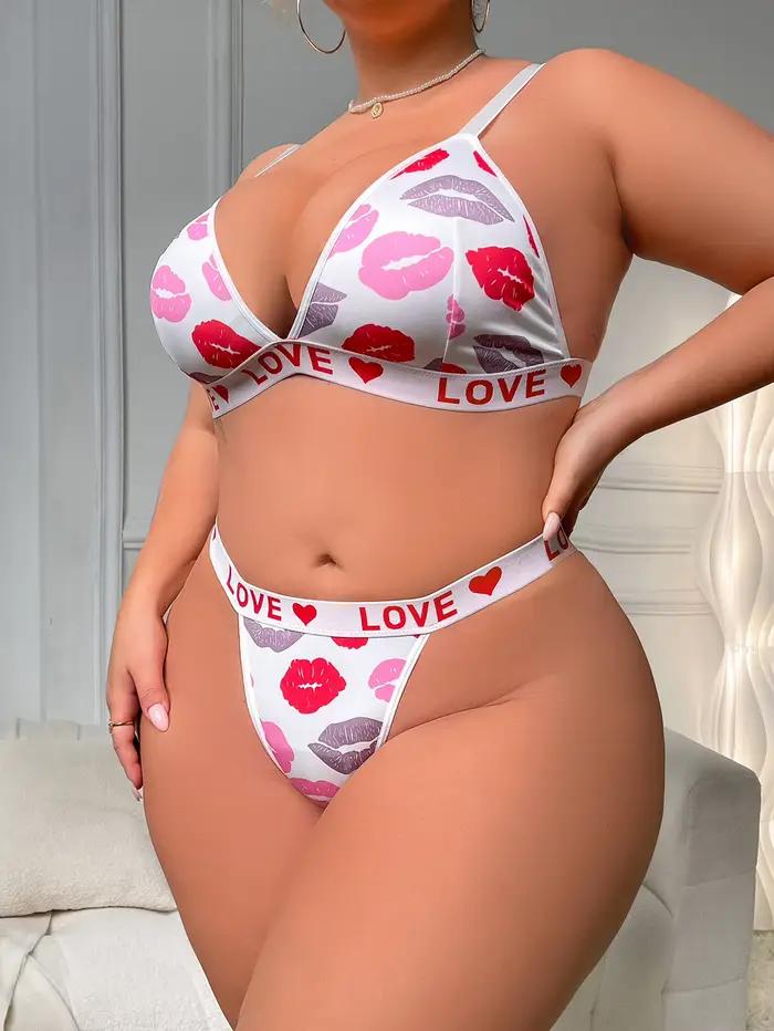 Ensemble de Lingerie Sexy imprimé lèvres pour femmes