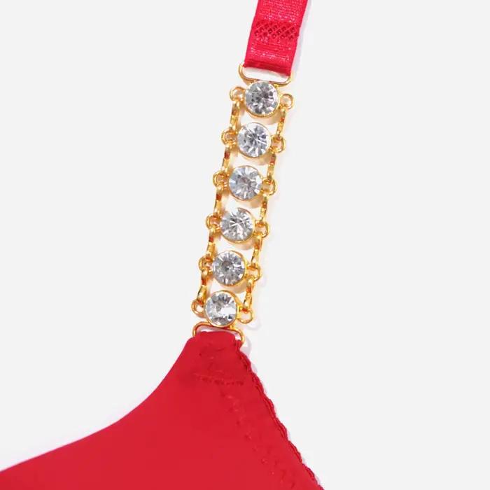 Beauwear Soutien-gorge rembourré push up avec strass et design en dentelle à texture métallique