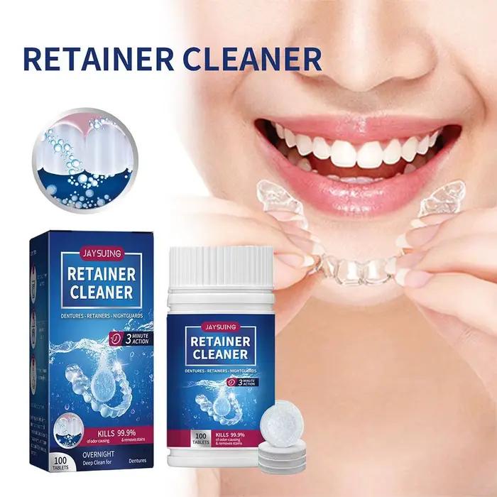 100 comprimés nettoyants pour prothèses dentaires – Élimine les odeurs, nettoyant buccal pour appareils de rétention et protège-dents de nuit