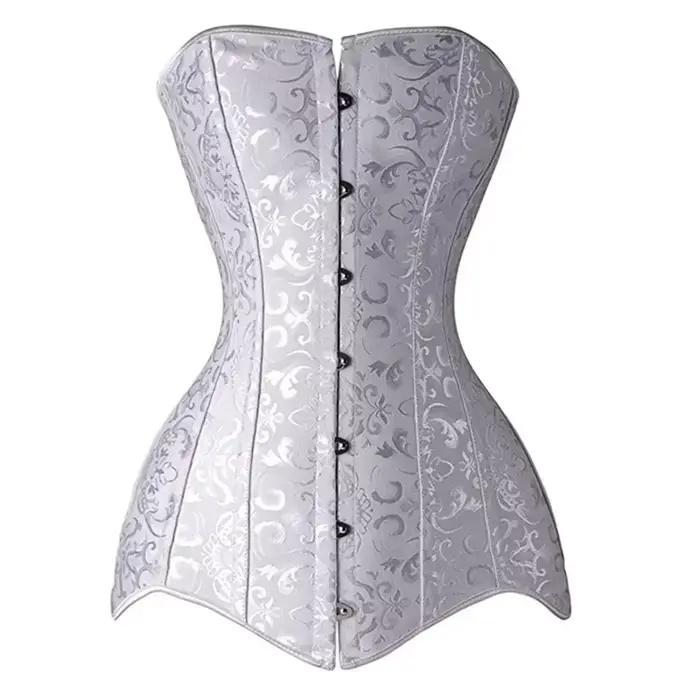 Gothique Femme Corset Long torse vêtements Sexy Jacquard acier désossé Bustier 6XL grande taille Korsett femmes Steampunk Gorset
