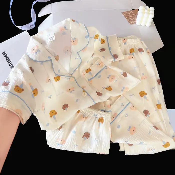 Ensemble pyjama trois pièces à motif animalier de dessin animé