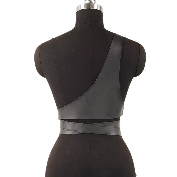 Corset ajustable en cuir synthétique pour femmes, style gothique subtil, crop top, gilet ajustable, ceinture de taille, accessoires vestimentaires pour diverses occasions