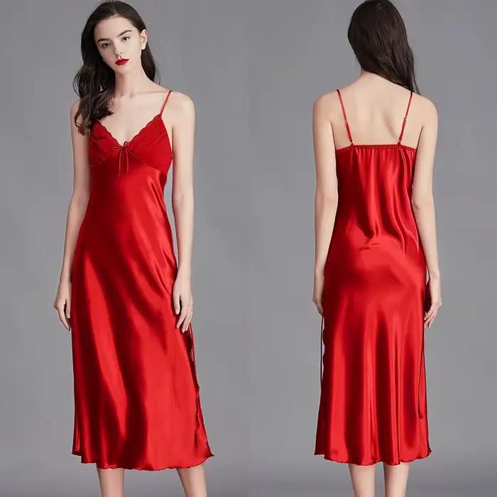 Chemises de nuit pour femmes longues sans manches robes