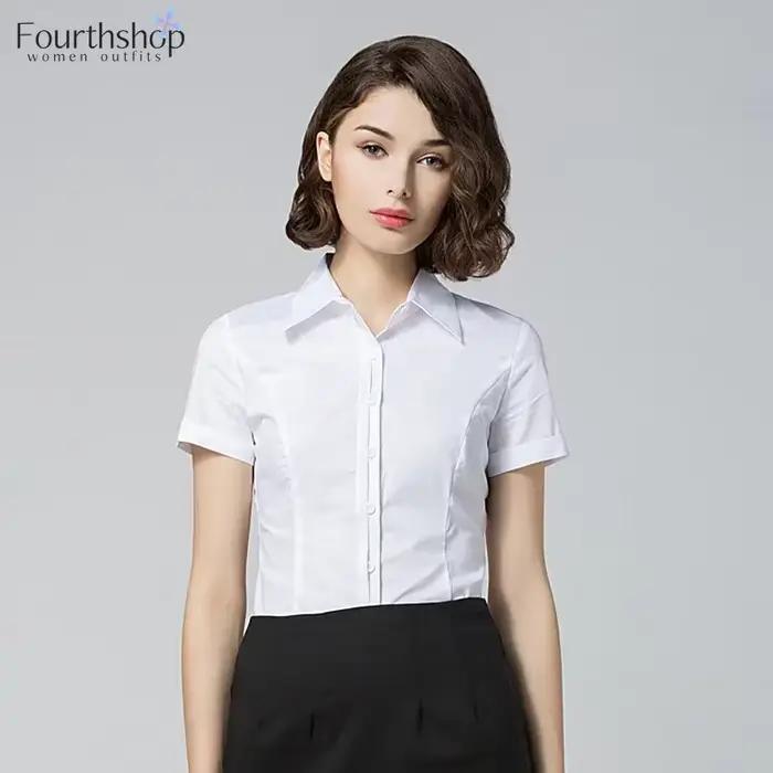 2025 body blanc femmes bureau dame affaires vêtements de travail manches courtes hauts et chemisiers chemises de mode combinaisons élégantes XL nouveau