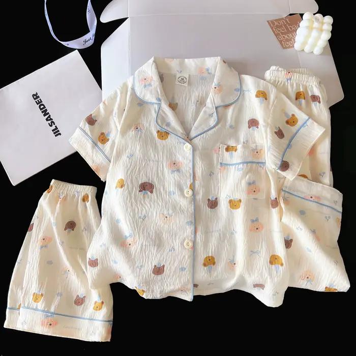 Ensemble pyjama trois pièces à motif animalier de dessin animé