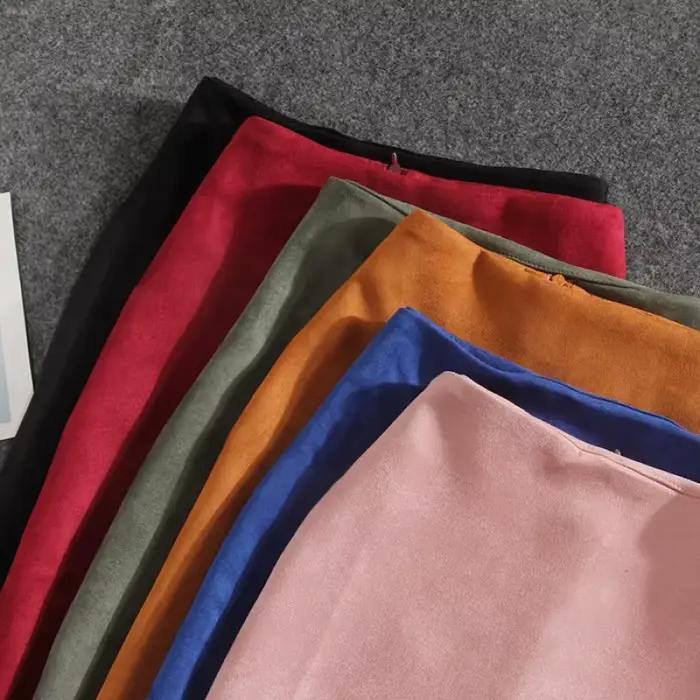 Hiver Sexy moulante daim jupes 2025 mode genou longueur taille haute bureau jupe coréenne femmes vêtements élégant mince jupe crayon