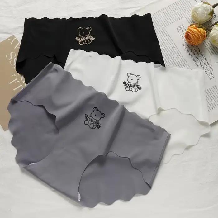 Lingerie Invisible sans couture pour femmes, sous-vêtements de couleur unie, en soie glacée, taille basse, slips respirants pour dames