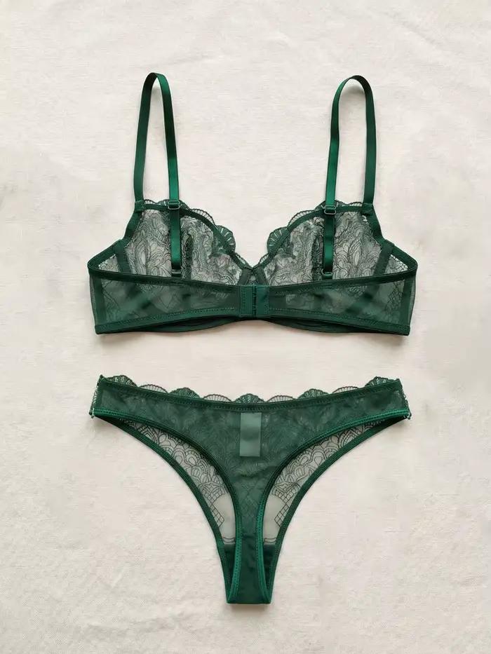 Ensemble de lingerie sexy de luxe pour femme Belamimi avec soutien-gorge à armatures brodé