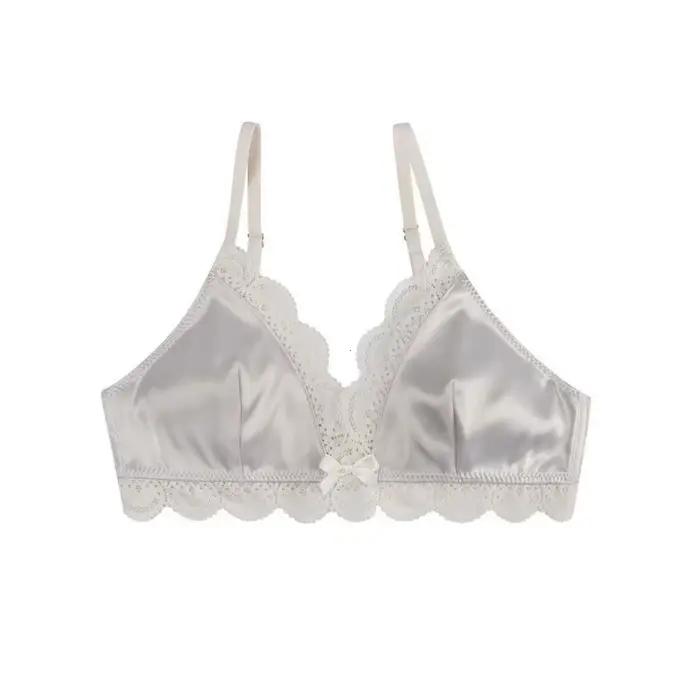 Soutien-gorge en dentelle à nœud en forme de triangle de style coréen pour femmes Petite poitrine Sous-vêtements en