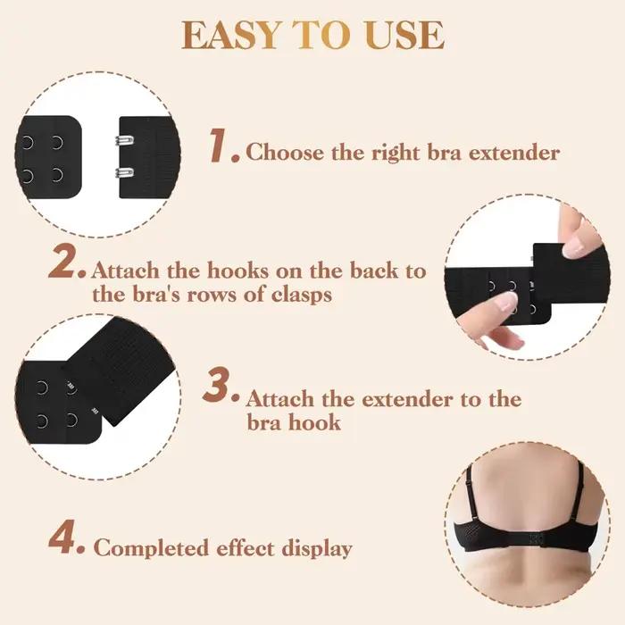 Lot de 5 rallonges de soutien-gorge ajustables à 2 rangées pour femmes