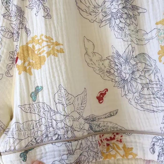 Pyjama d'été 2026 pour femme, ensemble 2 pièces en gaze 100 % coton, imprimé peinture à l'encre, vêtements de nuit et de détente