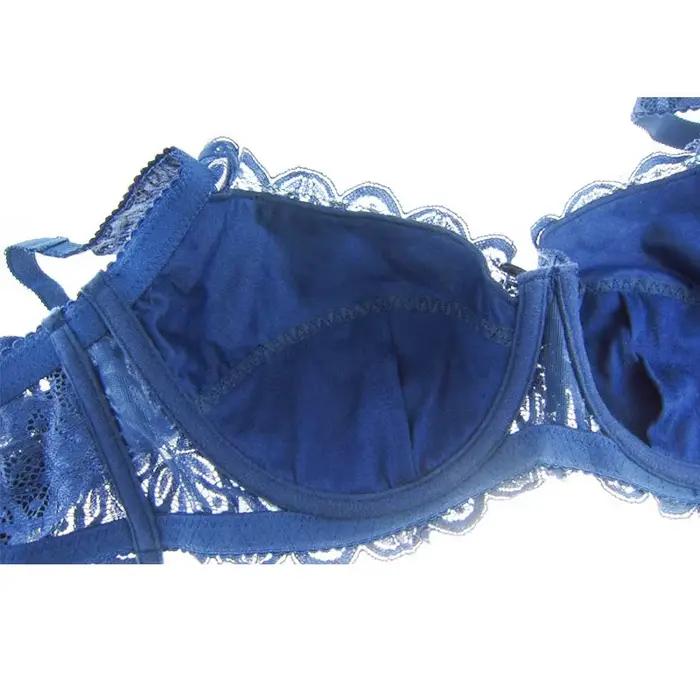 Soutien-gorge en dentelle bleu et noir pour femmes