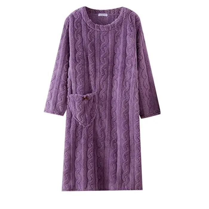 Décontracté épaissir flanelle chemise de nuit ample chaud automne hiver femmes chemises