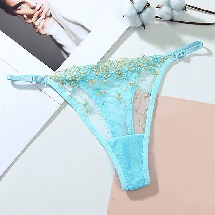 Culotte femme Lingerie pour dames brodé maille creuse séduisante string