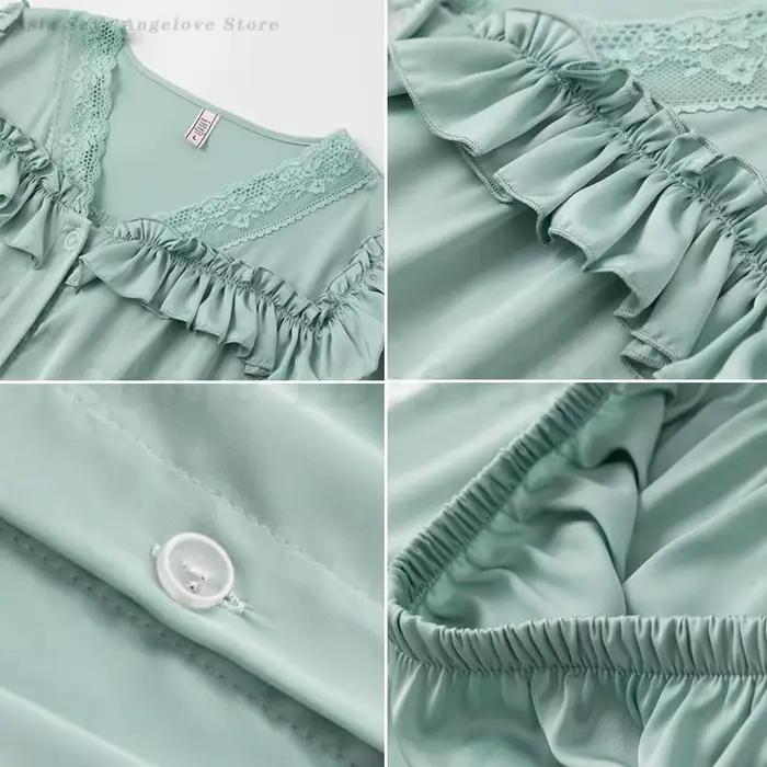 Ensemble pyjama en Satin imitation soie pour femmes