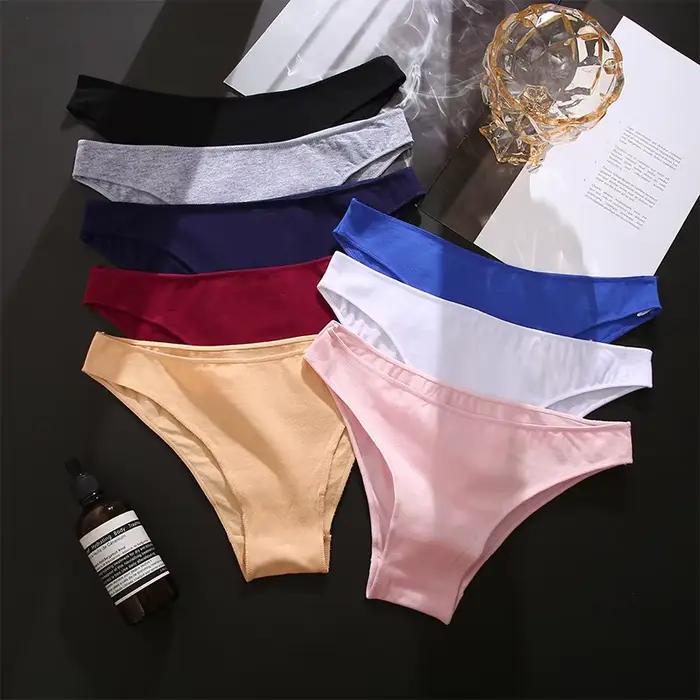FINETOO-Culottes M-XXL en coton pour femmes, sous-vêtements sexy pour femmes, sous-vêtements pour filles, 7 couleurs unies, 5 pièces/ensemble