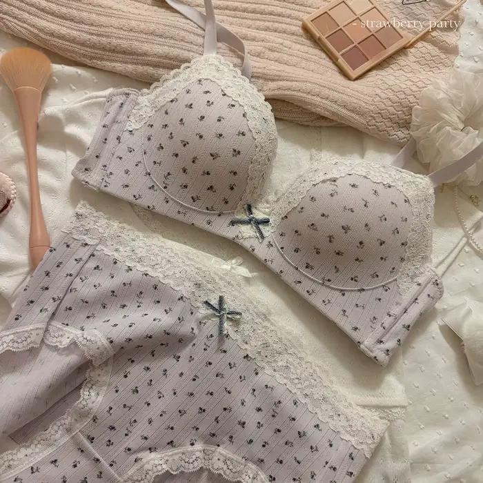 Ensemble de soutien-gorge Floral en dentelle pour adolescents