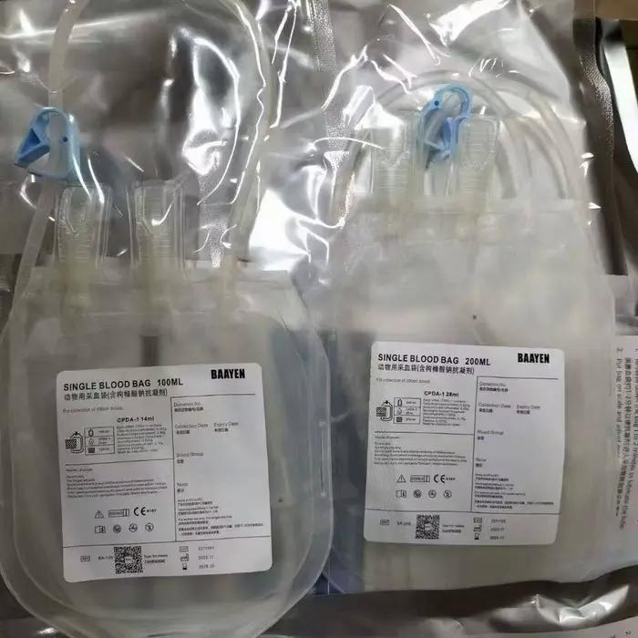 5 sacs de collecte de sang vétérinaire de 100 ml et 200 ml avec transfusion pour chiens et chats - Idéal pour les expériences animales et scientifiques