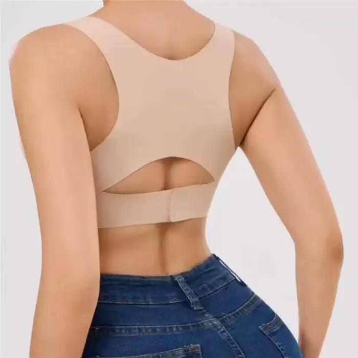 Soutien-gorge de sport sans fil à fermeture avant et dos croisé pour femme