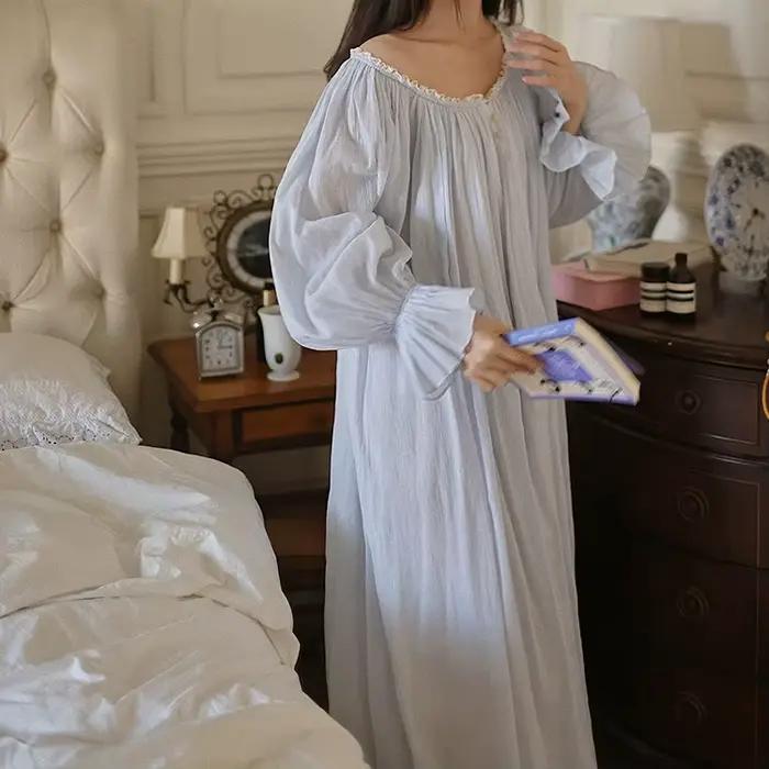 Robe de nuit longue 100 % coton