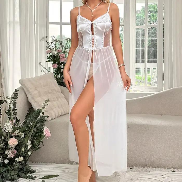 Femmes Sexy rouge Lingerie body voir à travers maille jarretelle