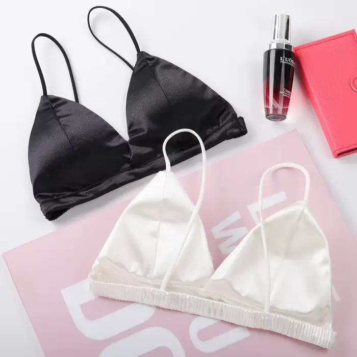 Femmes bustier tubulaire soutien-gorge Sexy sans couture une pièce glace soie Bralette fines bretelles haut court avec dos ouvert pour femme été Lingerie