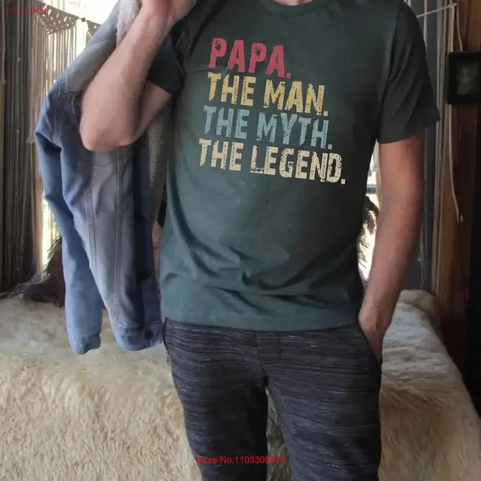 T-shirt Papa, le Homme, le Mythe, la Légende, le Père, le Mari, le Héros, pour la Fête des Pères, vintage, délavé, doux, élégant, respirant, homme