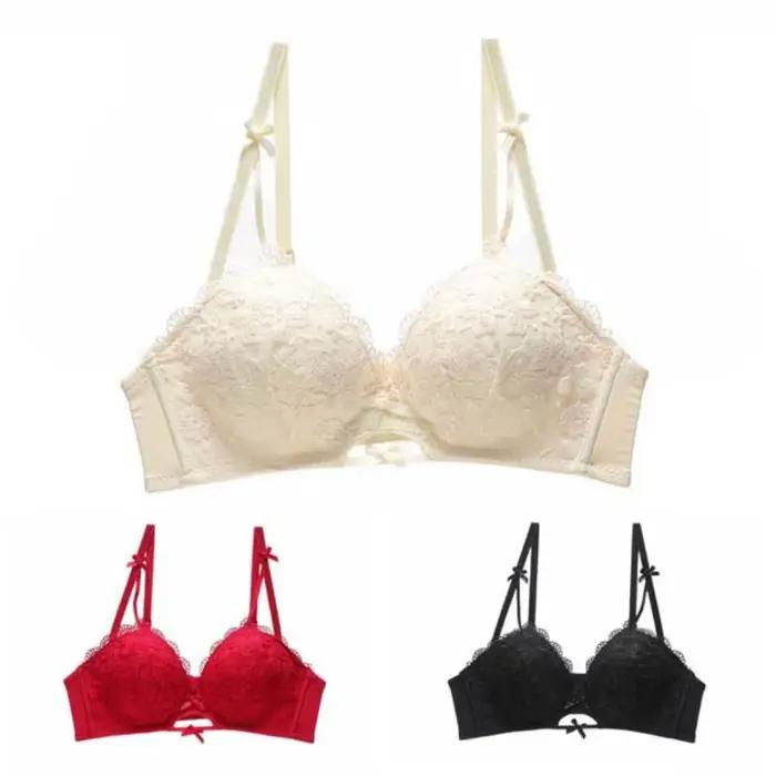 Soutien-gorge push-up en dentelle respirante à nœud papillon fin